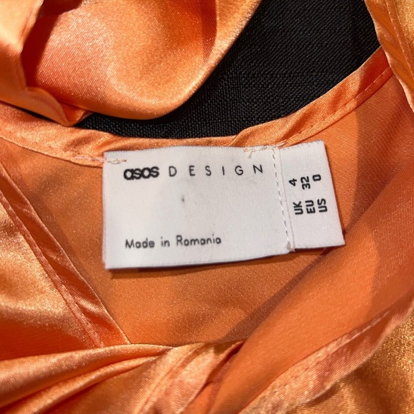 ASOS Twist Front Satin Blouse, Satin Top, orange top, vibrant top, neon top - Picture 7 of 12